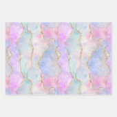 Feuille De Papier Cadeau Élégant Agate Luxe | Superbe aquarelle Pastel (Devant)