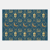 Feuille De Papier Cadeau Elegant Aïd Moubarak Calligraphie or (Devant)