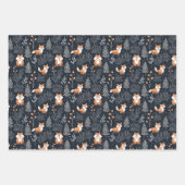 Feuille De Papier Cadeau Élégant animal d'hiver de la marine et des forêts  (Devant 2)