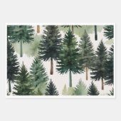 Feuille De Papier Cadeau Élégant Aquarelle Pine Tree Noël (Devant 3)