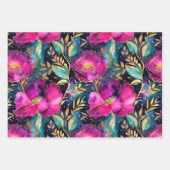 Feuille De Papier Cadeau Elégant Aquarelle violet et Turquoise Fleurs Motif (Devant 2)