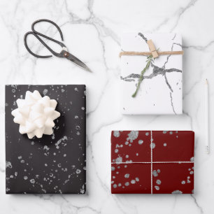 Feuille De Papier Cadeau Élégant Argent Imprimé Flashs Motif