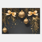 Feuille De Papier Cadeau Élégant Black & Gold Custom Christmas Wrapper (Devant)