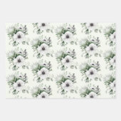 Feuille De Papier Cadeau Élégant blanc Anémone Protea Eucalyptus Romantique (Devant 3)