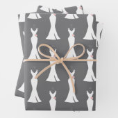 Feuille De Papier Cadeau Elégant blanc sur gris - Motif élégant (En situation)