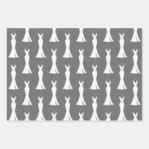 Feuille De Papier Cadeau Elégant blanc sur gris - Motif élégant