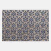 Feuille De Papier Cadeau Elégant bleu marine et bronze (Devant 2)