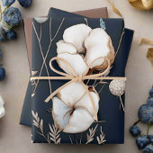 Feuille De Papier Cadeau Elégant bleu marine Fleurs Motifs