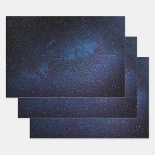 Feuille De Papier Cadeau Elégant bleu Milkyway Galaxy Texture