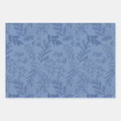 Feuille De Papier Cadeau Elégant bleu Monochrome Rustique Botaniques d'hive (Devant 3)