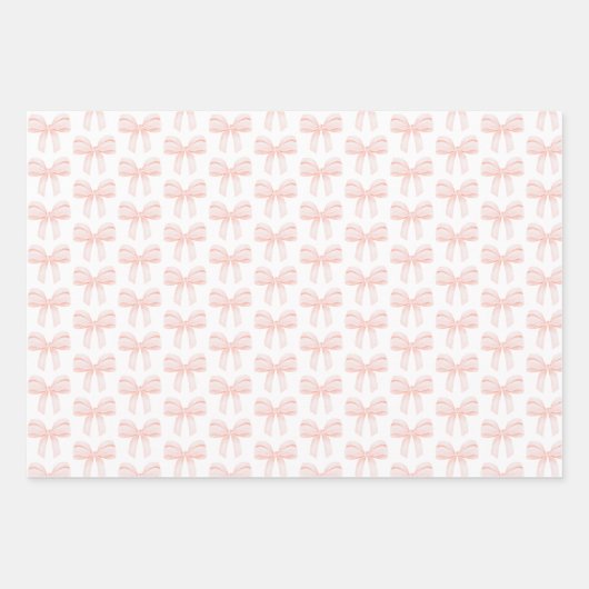 Feuille De Papier Cadeau Elégant Blush rose Coquette Bow Anniversaire (Devant)