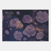 Feuille De Papier Cadeau Élégant Boho foncé Floral Purple Imaginaire Botani (Devant 3)