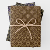 Feuille De Papier Cadeau Elégant Brown bleu noir géométrique Motif islamiqu (En situation)