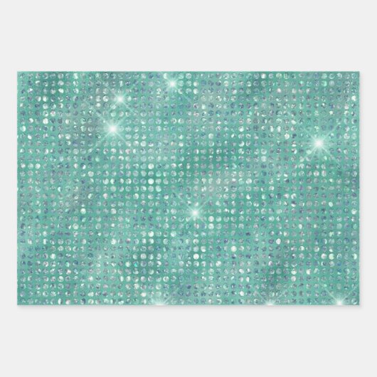 Feuille De Papier Cadeau Élégant cadeau de Parties scintillant verte Damas (Devant 3)