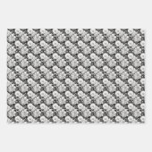 Feuille De Papier Cadeau Élégant carrelage de fleur de Magnolia blanc noir (Devant)