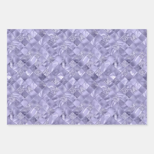 Feuille De Papier Cadeau élégant carrelage violet motif Noël (Devant 3)