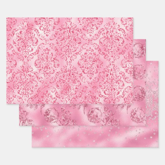 Feuille De Papier Cadeau Élégant Chic rose Étincelles Parties scintillant F (Lot)