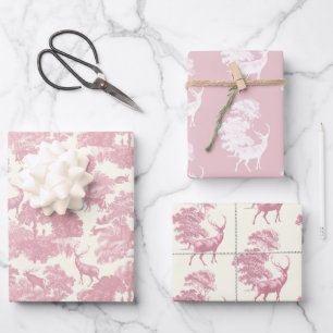 Feuille De Papier Cadeau Elégant Chic Rose Toile Cerf Boodland