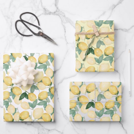 Feuille De Papier Cadeau Élégant citron (Recto)