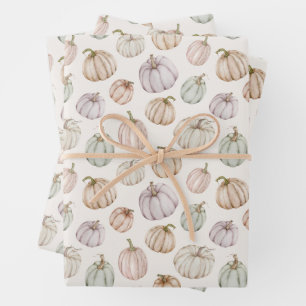 Feuille De Papier Cadeau Élégant Citrouille Automne