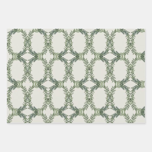 Feuille De Papier Cadeau Élégant Classic Pine Wreath Noël (Devant)