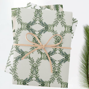 Feuille De Papier Cadeau Élégant Classic Pine Wreath Noël