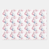 Feuille De Papier Cadeau Élégant classique bleu rose pastel Noël (Devant 3)