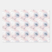 Feuille De Papier Cadeau Élégant classique bleu rose pastel Noël (Devant)