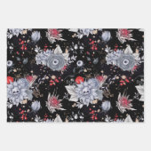 Feuille De Papier Cadeau Elégant crâne Rose café argent noir (Devant)