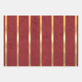 Feuille De Papier Cadeau Élégant Damas Or Sur Bourgogne (Devant 3)