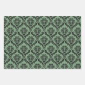 Feuille De Papier Cadeau Élégant Damas vert (Devant 3)