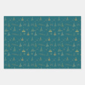 Feuille De Papier Cadeau Elégant Doodles d'Arbre de Noël Or (Devant 2)