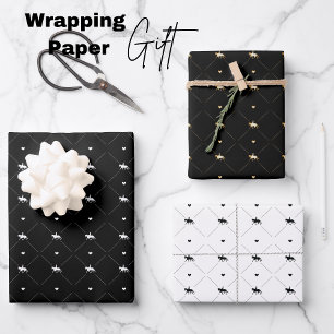 Feuille De Papier Cadeau Élégant Dressage Riding White Black Gold Hors
