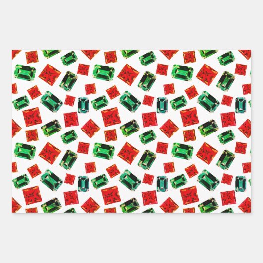 Feuille De Papier Cadeau Élégant émeraude vert émeraude Motif Ruby Gems (Devant 2)