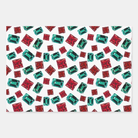 Feuille De Papier Cadeau Élégant émeraude vert émeraude Motif Ruby Gems (Devant)