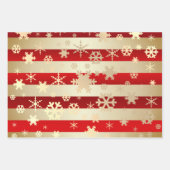 Feuille De Papier Cadeau Élégant flocon de Noël motif rayé (Devant)