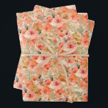 Feuille De Papier Cadeau Élégant floral aquarelle orange<br><div class="desc">Un collage de fleurs aquarelles orange élégantes et de feuilles élégantes accentue ces feuilles de papier d'emballage. Articles CORRESPONDANTS dans notre magasin.</div>