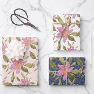 Feuille De Papier Cadeau Élégant floral bohème aquarelle peinte à la main