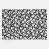 Feuille De Papier Cadeau Élégant floral noir et blanc (Devant)