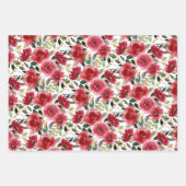 Feuille De Papier Cadeau Élégant floral rouge (Devant 2)