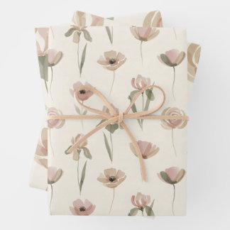 Feuille De Papier Cadeau Elegant Floral Wrapping Paper Set of 3