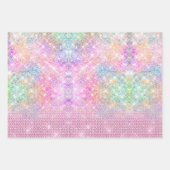 Feuille De Papier Cadeau Élégant girly iridescente faux strass unicorne (Devant)