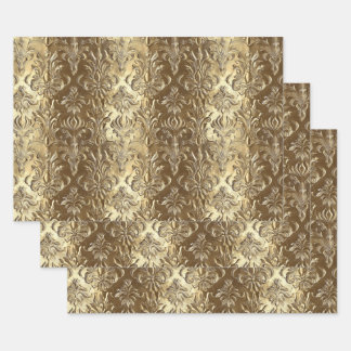 Feuille De Papier Cadeau Elegant Gold Faux Brocade Gift 
