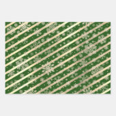 Feuille De Papier Cadeau Élégant Gold Green Red Christmas Snowflake Motif (Devant 3)
