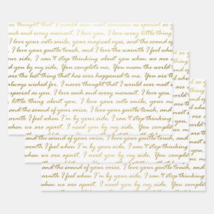 Feuille De Papier Cadeau Elegant Gold Love Modern Script Typographie Mariag