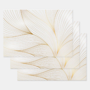 Feuille De Papier Cadeau Élégant Gradient motif linéaire doré