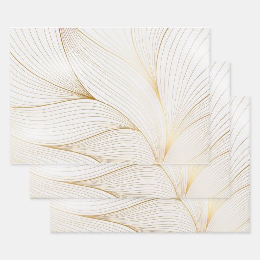 Feuille De Papier Cadeau Élégant Gradient motif linéaire doré (Lot)