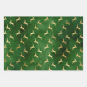 Feuille De Papier Cadeau Élégant Green Gold Damask Reindeer Snowflakes (Devant 2)