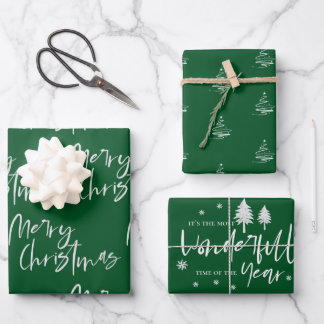 Feuille De Papier Cadeau Elégant Green Joyeux Noël Citation Cadeau