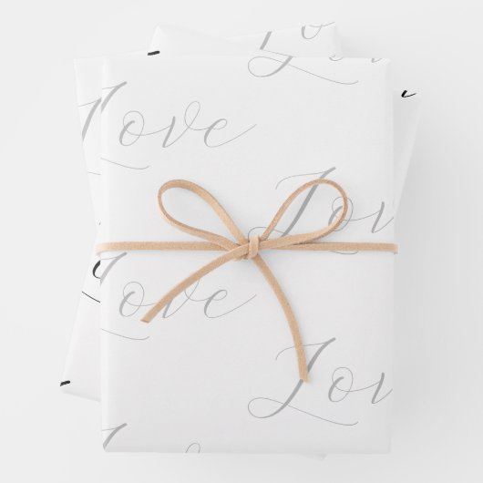 Feuille De Papier Cadeau Élégant gris blanc Mariage d'amour (En situation)